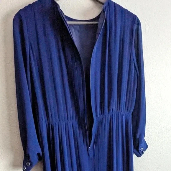 Vintage Pleated Chiffon Dress- Japanese- Robe de Command- Floor length Georgette - Picture 10 of 16